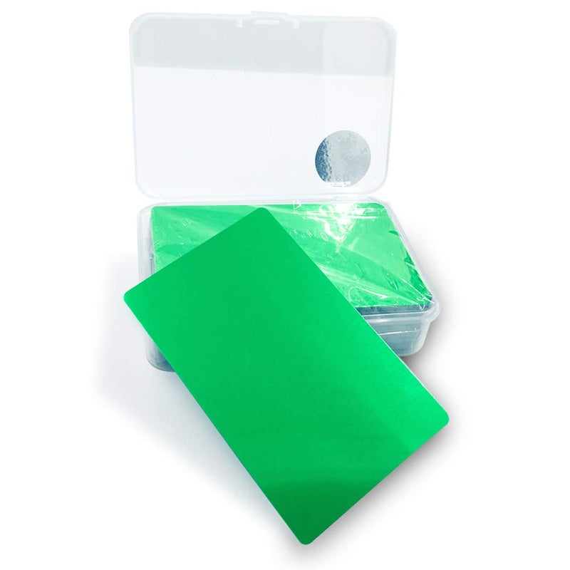 Ebamaz 100PCS Aluminum Alloy Metal Card Plate 3.4 X2.13X0.008 inch for Laser Engrave (Green, Blank,Thin) - Image 1